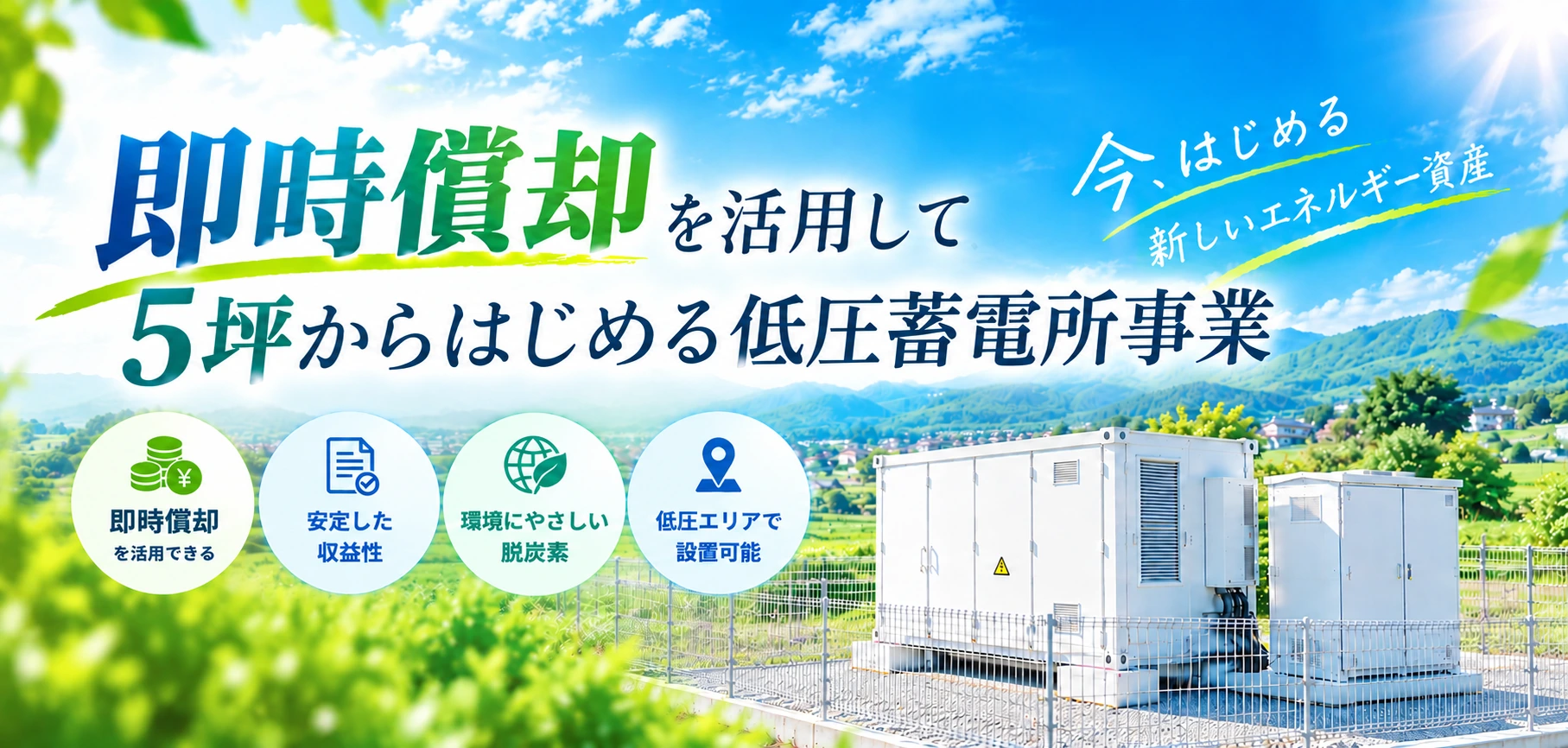 即時償却を活用した5坪から始める低圧蓄電所事業
